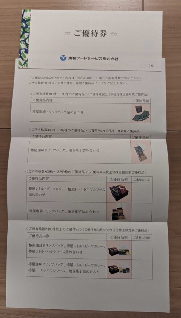 3329　東和フードサービス　株主優待　10月優待　優待券