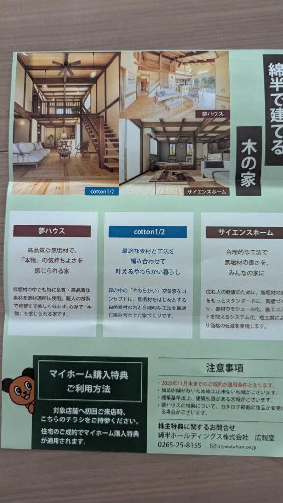 3199 綿半ホールディングス 株主優待 9月優待 住宅ブランドの案内
