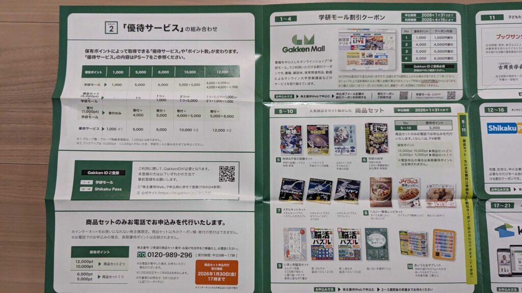 9470　学研ホールディングス　株主優待　9月優待　優待サービスの組み合わせ