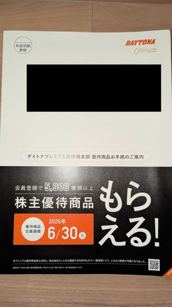 7228　デイトナ　株主優待　12月優待　プレミアム優待倶楽部の案内