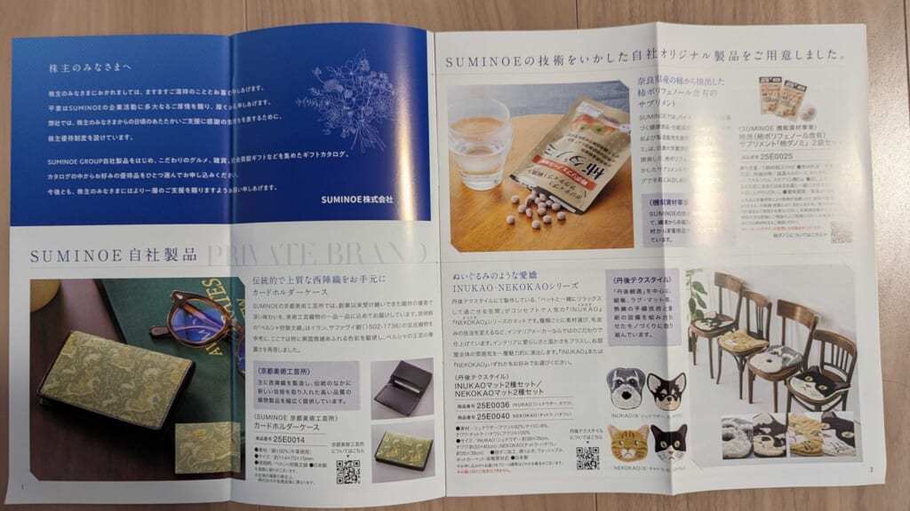3501　SUMINOE　株主優待　5月優待　カタログに載った自社製品のページ