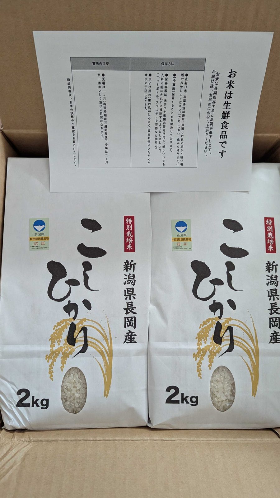 8566　リコーリース　株主優待　3月優待　新潟県長岡産コシヒカリ2kg×2袋